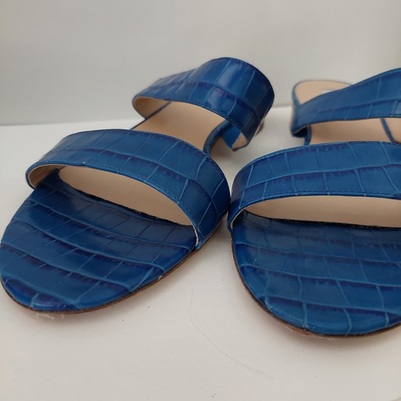 L.K. Bennett Eveleen Royal Blue Croc-Embossed Sandals - Picture 2 of 4